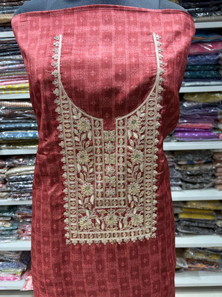 Rust color  Maheshwari  Silk Office Wear Designer Suit fabric with  silk dupatta