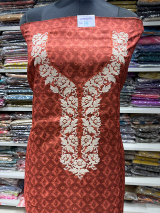 Brown Maheshwari Silk Office Wear Designer Suit fabric with maheshwari silk dupatta