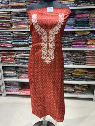 Brown Maheshwari Silk Office Wear Designer Suit fabric with maheshwari silk dupatta