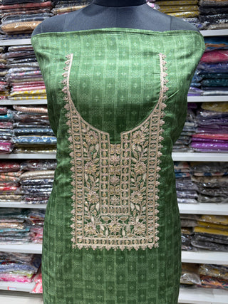 Green Maheshwari Silk Office Wear Designer Suit fabric with maheshwari silk dupatta