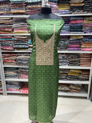 Green Maheshwari Silk Office Wear Designer Suit fabric with maheshwari silk dupatta