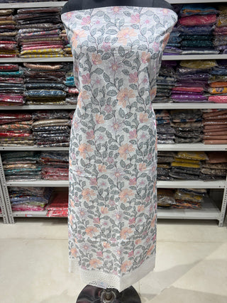 Off White Cotton Office Wear Suit Fabric with Cotton Dupatta