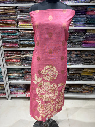 Pink Chanderi Office Wear Designer Suit fabric with silk dupatta