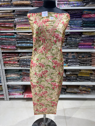 Beige Tussar Office Wear Designer Suit fabric with Tussar dupatta