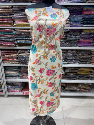 Party Wear Muslin Designer Suit fabric with muslin dupatta (With Extra Lining Included)