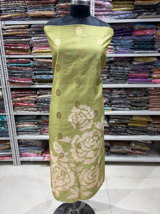 Green Chanderi Office Wear Designer Suit fabric with silk dupatta