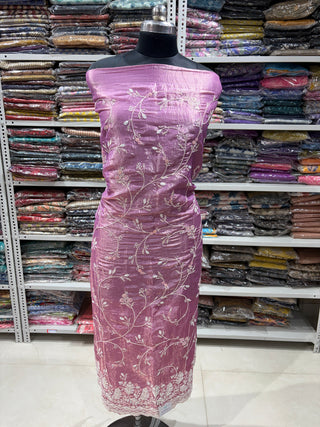 Mauve Crushed Shimmer Party Wear Designer Suit fabric with dupatta
