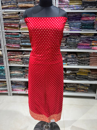 Red Color Silk Party Wear Designer Suit fabric with banarasi dupatta