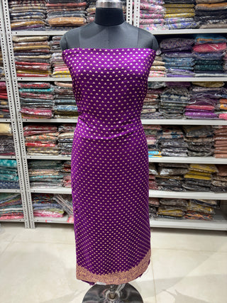 Wine Color Silk Party Wear Designer Suit fabric with banarasi dupatta