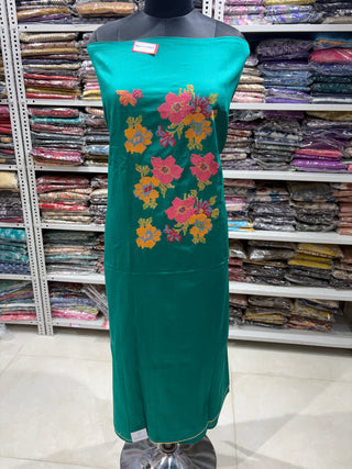 Cotton Cross Stitch Office Wear Suit Dress Material fabric with silk - Cotton Dupatta