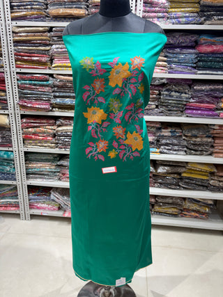 Cotton Cross Stitch Office Wear Suit Dress Material fabric with silk dupatta