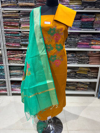 Cotton Suit Material Cross Stitch Office Wear Suit Dress Material fabric with silk - Cotton Dupatta