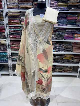 Muslin Party Wear Suit Fabric with Muslin Dupatta (With Extra Lining Included)