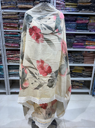 Muslin Party Wear Suit Fabric with Muslin Dupatta (With Extra Lining Included)