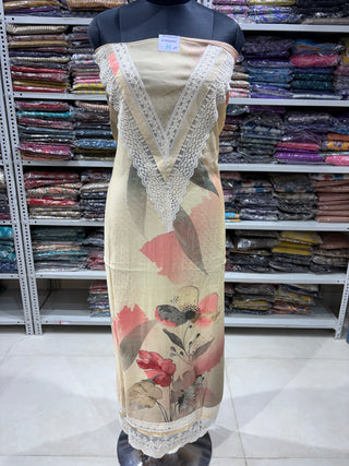 Muslin Party Wear Suit Fabric with Muslin Dupatta (With Extra Lining Included)