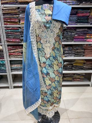 Muslin Party Wear Suit Fabric with muslin dupatta (With Extra Lining Included)