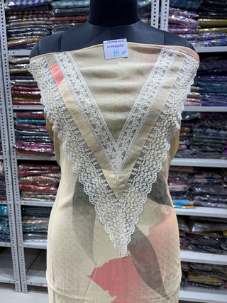 Muslin Party Wear Suit Fabric with Muslin Dupatta (With Extra Lining Included)