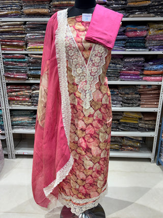 Muslin Party Wear Suit Fabric with muslin dupatta