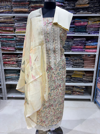 Muslin Party Wear Suit Fabric with muslin dupatta