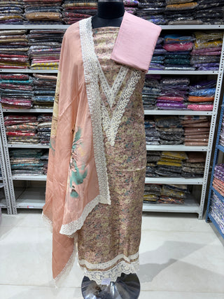 Muslin Party Wear Suit Fabric with muslin dupatta