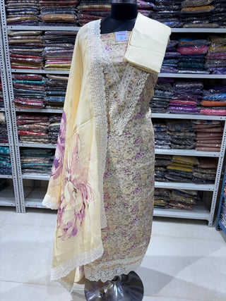 Muslin Party Wear Suit Fabric with muslin dupatta