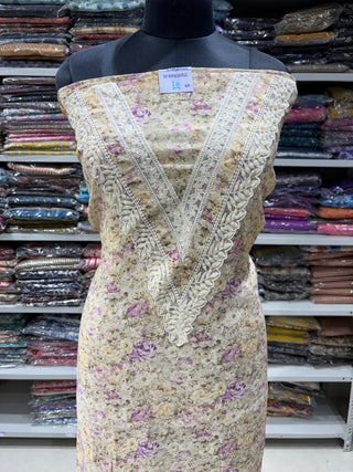 Muslin Party Wear Suit Fabric with muslin dupatta