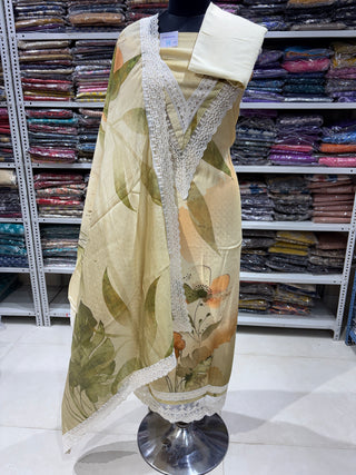 Muslin Party Wear Suit Fabric with muslin dupatta