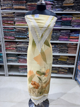 Muslin Party Wear Suit Fabric with muslin dupatta