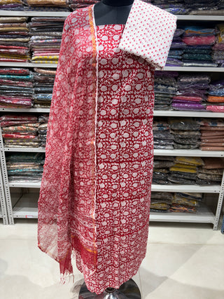 Handblock Cotton Office Wear Top  Bottom and Dupatta