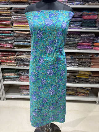Cotton Handblock Office Wear Suit fabric top bottom with Kota Doria Dupatta