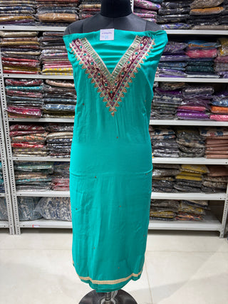 Blue Party Wear Designer Suit fabric with embroidery and banarasi dupatta