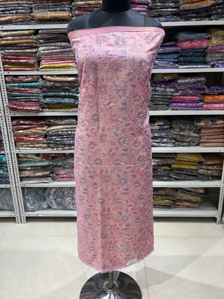 Mauve Organza Party Wear Suit Fabric with embroidery organza dupatta