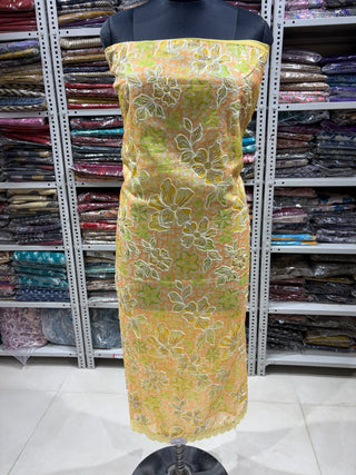 Light Green Organza Party Wear Suit Fabric with embroidery organza dupatta