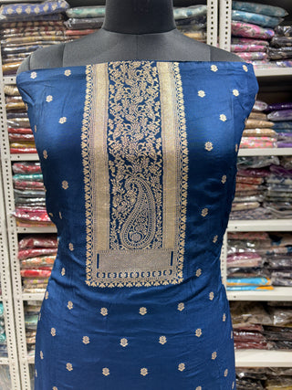 Dola Silk Party Wear Designer Suit fabric with Chiffon dupatta
