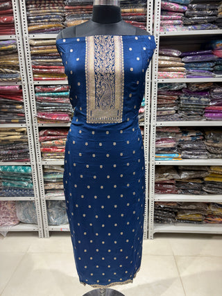 Dola Silk Party Wear Designer Suit fabric with Chiffon dupatta