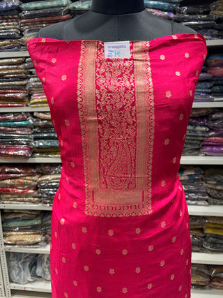 Rani Color Party Wear Dola Silk Suit Fabric and banarasi dupatta