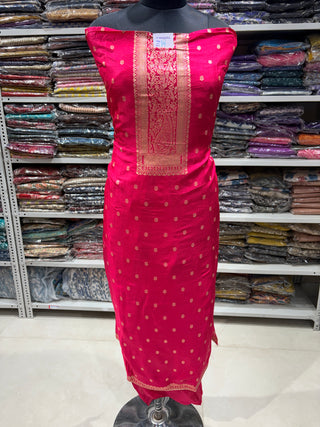 Rani Color Party Wear Dola Silk Suit Fabric and banarasi dupatta