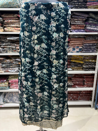 Blue Soft Organza Party Wear Designer Suit fabric with pure chiffon dupatta
