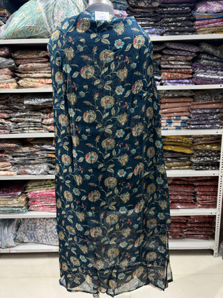 Blue Soft Organza Party Wear Designer Suit fabric with pure chiffon dupatta