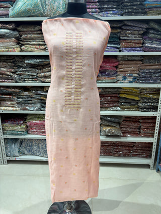 Peach Linen Embroidery, Digital Print Office Wear Suit