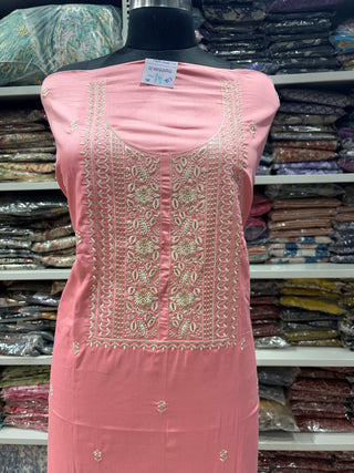 Pink Cotton  Party Wear Suit & Chanderi Dupatta