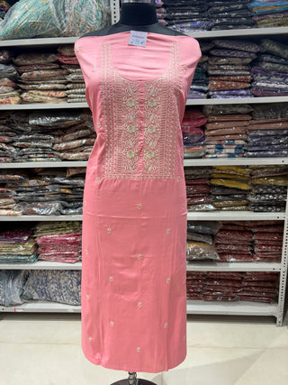 Pink Cotton  Party Wear Suit & Chanderi Dupatta
