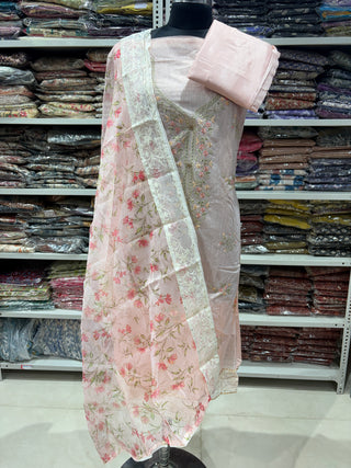 Party Wear Suit Fabric with organza dupatta