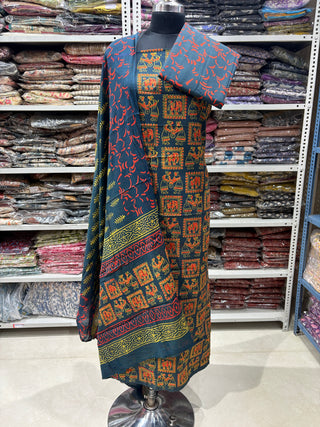 Handblock Cotton Suit Material with Cotton Dupatta