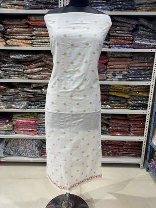 Yellow Boti Embroidery Linen Office Wear Suit