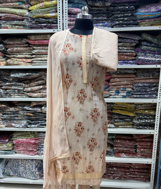 Party Wear Suit Fabric with chiffon dupatta