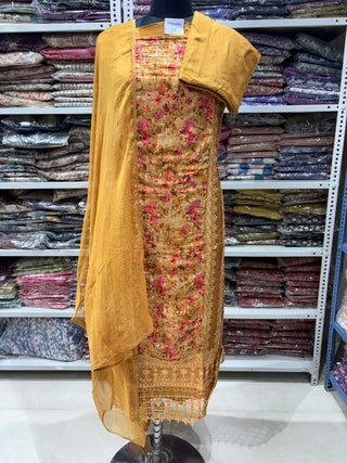 Crepe Party Wear Suit Fabric with Chiffon dupatta