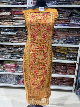 Crepe Party Wear Suit Fabric with Chiffon dupatta
