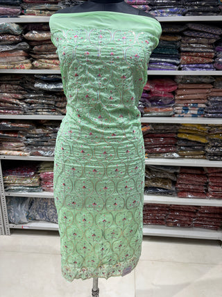 Light Green Party Wear Chanderi Suit fabric and dupatta