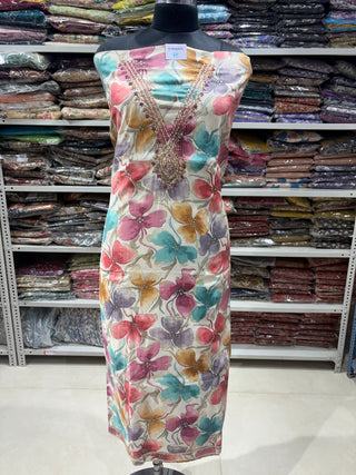 Mauve Muslin Office Wear Designer Suit fabric with muslin dupatta